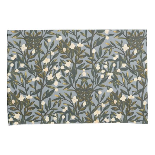 Floral pattern on  dusty blue-gray background kussensloop (Voorkant-Rechts)