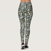 Floral pattern on  dusty blue-gray background leggings (Achterkant)