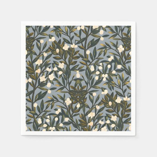 Floral pattern on  dusty blue-gray background servet (Voorkant)