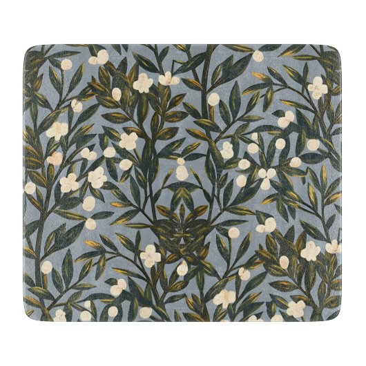 Floral pattern on  dusty blue-gray background snijplank (Voorkant)