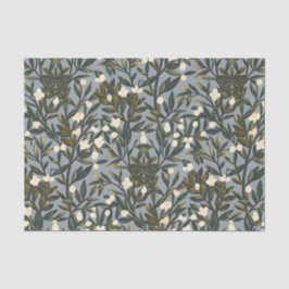 Floral pattern on  dusty blue-gray background tissuepapier