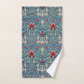 Floral pattern on green leaves blue background bad handdoek (Handdoek)