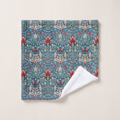 Floral pattern on green leaves blue background bad handdoek (Wasdoekje)