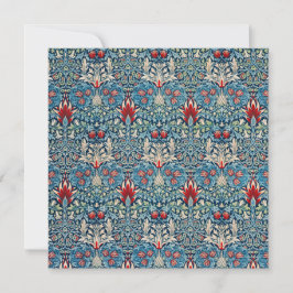 Floral pattern on green leaves blue background bedankkaart