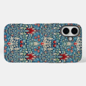 Floral pattern on green leaves blue background Case-Mate iPhone case (Achterkant (horizontaal))