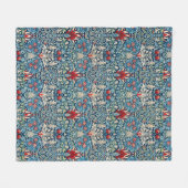 Floral pattern on green leaves blue background fleece deken (Voorkant (Horizontaal))