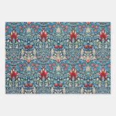 Floral pattern on green leaves blue background inpakpapier vel (Voorkant 3)