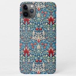 Floral pattern on green leaves blue background iPhone 11Pro max hoesje