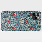 Floral pattern on green leaves blue background iPhone hoesje (Achterkant horizontaal)