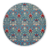 Floral pattern on green leaves blue background keramische knop (Voorkant)