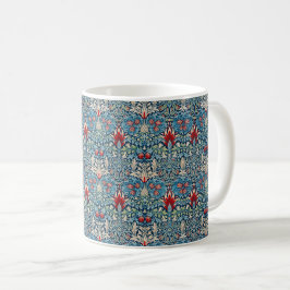 Floral pattern on green leaves blue background koffiemok