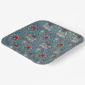 Floral pattern on green leaves blue background papieren bordje (Gebogen)