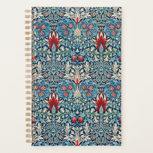 Floral pattern on green leaves blue background planner (Voorkant)