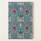 Floral pattern on green leaves blue background planner (Achterkant)