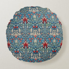 Floral pattern on green leaves blue background rond kussen