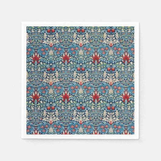 Floral pattern on green leaves blue background servet (Voorkant)
