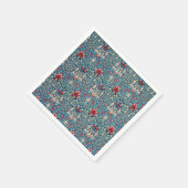 Floral pattern on green leaves blue background servet (Hoek)