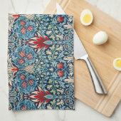 Floral pattern on green leaves blue background theedoek (Quarter Fold)