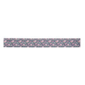 Floral Pattern on Stripe Rozen Foliage Pink Paars Satijnen Lint (Voorkant)