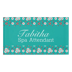  Floral Pattern op Aqua Badge