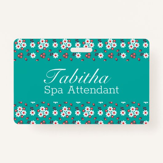  Floral Pattern op Aqua Badge (Voorkant)