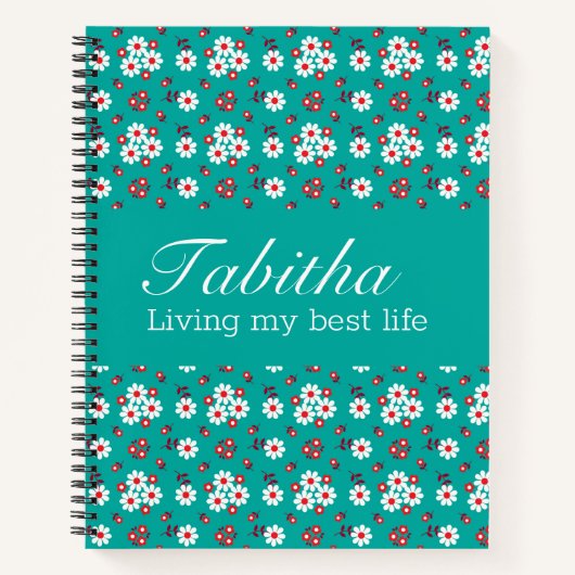  Floral Pattern op Aqua Sketch Notitieboek (Voorkant)