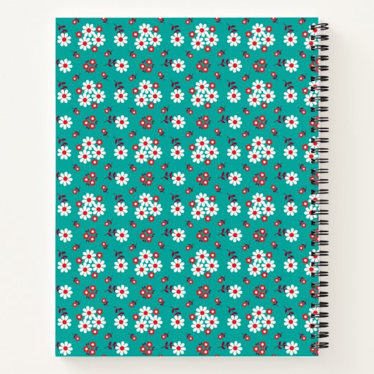 Floral Pattern op Aqua Sketch Notitieboek (Achterkant)