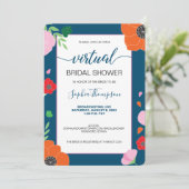 FLORAL Pattern op donkerblauw VIRTUEEL VRIJGEZELLE Kaart (Staand voorkant)