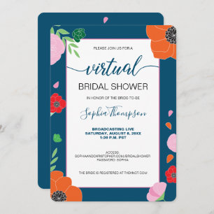 FLORAL Pattern op donkerblauw VIRTUEEL VRIJGEZELLE Kaart