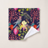 Floral Pattern Paradise Birds and Blooming Trees Bad Handdoek (Wasdoekje)