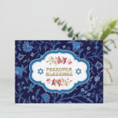 Floral Pattern Passover Seder Kaart (Staand voorkant)
