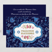 Floral Pattern Passover Seder Kaart (Voorkant / Achterkant)