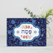 Floral Pattern Passover Seder Kaart (Staand voorkant)