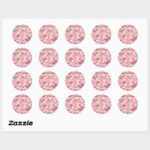 Floral pattern, pastel violet and purple, ronde sticker (Vel)