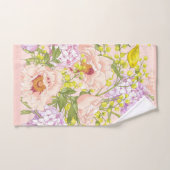 Floral Pattern Peony Mimosa Hydrangea Rozen Birds Bad Handdoek (Handdoek)