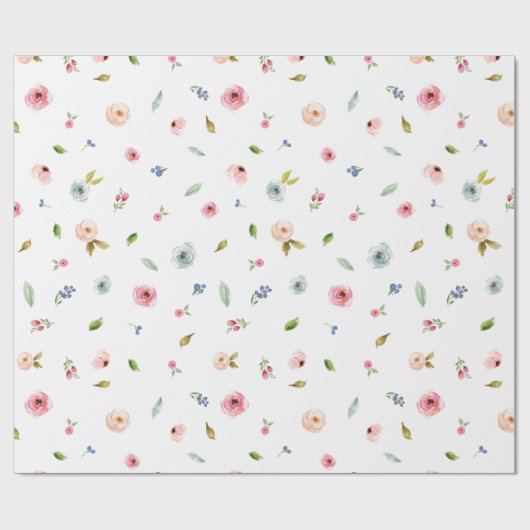 Floral Pattern Peony Rozen Flowers Cute Pastel Cadeaupapier (Vlak)