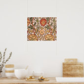 Floral Pattern Pink Designer Fabric Poster (Keuken)