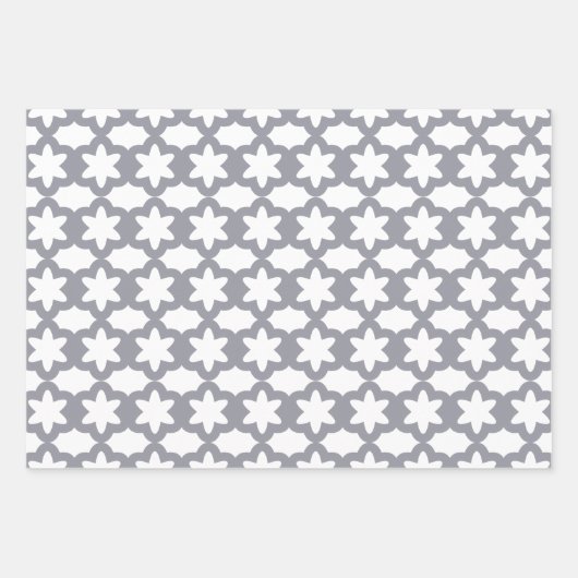 Floral Pattern Pink Green and Grey Inpakpapier Vel (Voorkant 3)