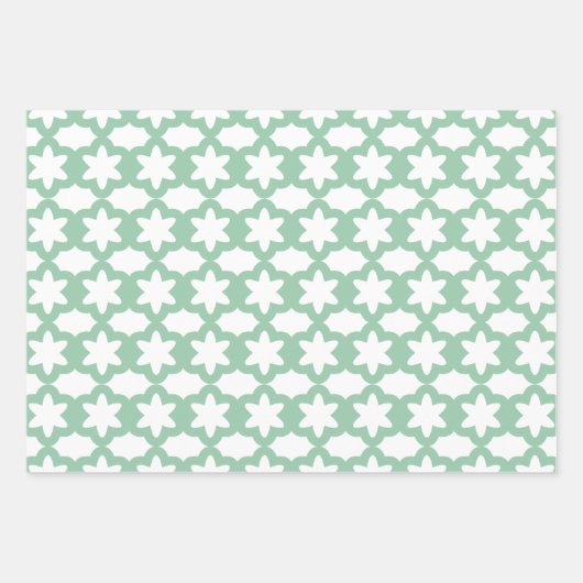 Floral Pattern Pink Green and Grey Inpakpapier Vel (Voorkant)