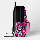 Floral Pattern Pink Grey White Black  Bedrukte Rugzak (Links)