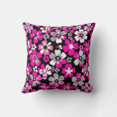 Floral Pattern Pink Grey White Black Cushion Kussen (Achterkant)