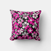 Floral Pattern Pink Grey White Black Cushion Kussen (Voorkant)