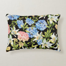 Floral Pattern Pink Hydrangea Blue Jasmine Foliage