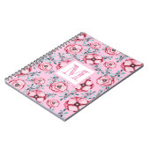  Floral Pattern Pink Monogram Notitieboek (Linkerzijde)