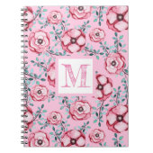  Floral Pattern Pink Monogram Notitieboek (Voorkant)