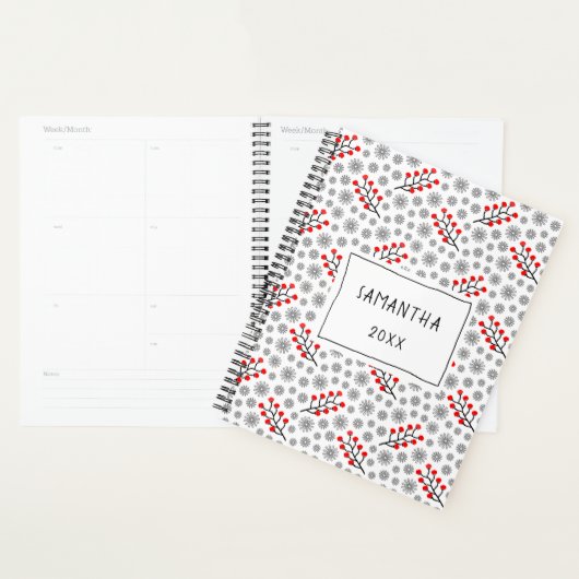 Floral Pattern Planner Red Gray Scandinavian (Display)