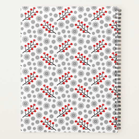 Floral Pattern Planner Red Gray Scandinavian (Achterkant)