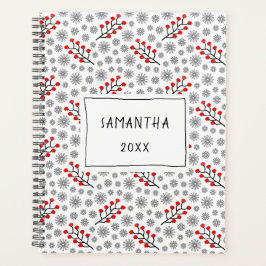 Floral Pattern Planner Red Gray Scandinavian