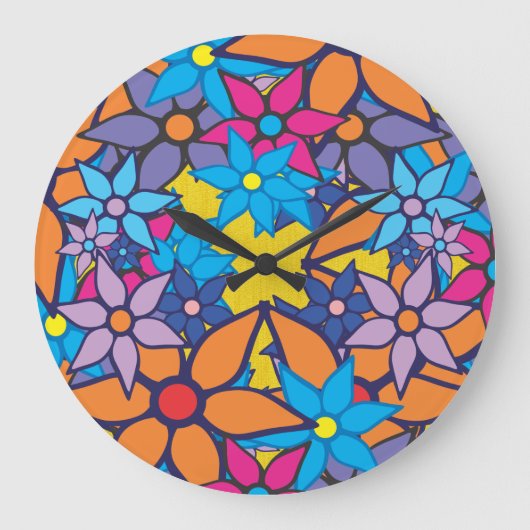 Floral Pattern Pop Art. 3 Grote Klok (Voorkant)