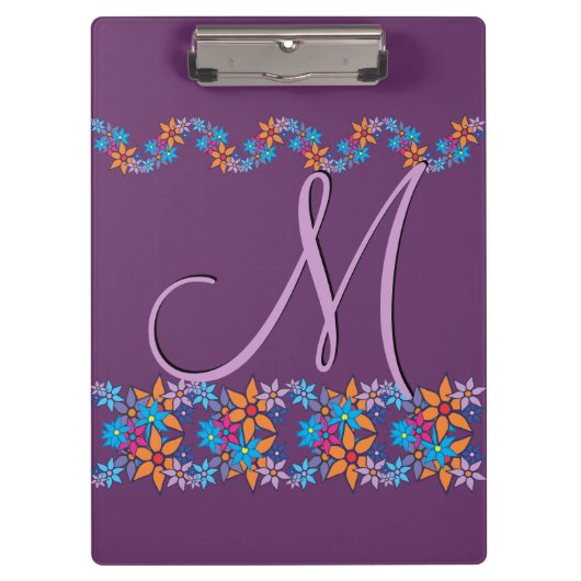 Floral Pattern Pop Art Monogram Klembord (Voorkant)